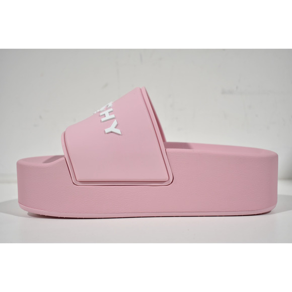 Givenchy Pink Platform Rubber White Logo Slide On Pool Sandal Flip Flop Flat 41 - Picture 7 of 11